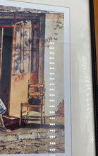 Load image into Gallery viewer, Old Woman Sitting in a Doorway Watercolor by June Rollins Signed Matted & Framed