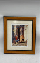 Load image into Gallery viewer, Old Woman Sitting in a Doorway Watercolor by June Rollins Signed Matted & Framed