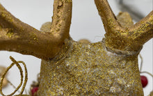 Load image into Gallery viewer, Pair Of Decorated Golden Reindeer Figures
