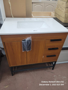 Modern 36-inch Teak Single Sink Bathroom Vanity