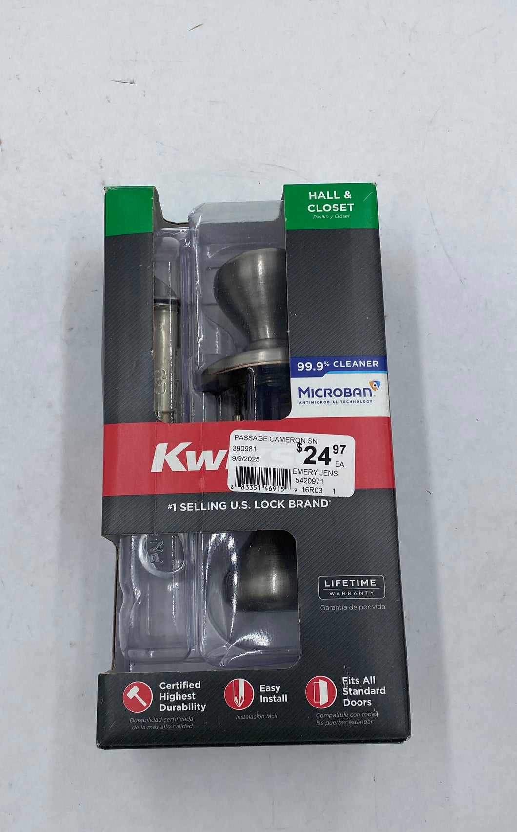 Kwikset Passage Door Knob