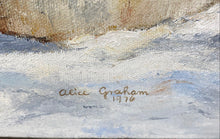Load image into Gallery viewer, Snowy Village Scene Oil on canvas by Alice Graham Signed. Matted &amp; Framed

