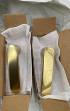Load image into Gallery viewer, Rejuvenation Dummy Aged Brass Door Handles And Latch
