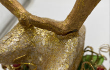 Load image into Gallery viewer, Pair Of Decorated Golden Reindeer Figures
