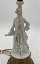 Load image into Gallery viewer, Vintage French Courtier Porcelain Figurine Table Lamp
