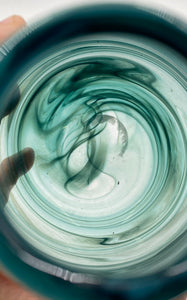 Thick Teal Glass Vase