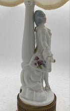 Load image into Gallery viewer, Vintage French Courtier Porcelain Figurine Table Lamp
