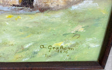 Load image into Gallery viewer, Mountain Huts Oil on canvas by A. Graham Signed. 1976 Matted &amp; Framed
