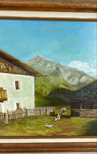 Load image into Gallery viewer, Mountain House Scene Oil on canvas Matted &amp; Framed
