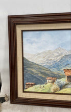 Load image into Gallery viewer, Mountain Huts Oil on canvas by A. Graham Signed. 1976 Matted &amp; Framed
