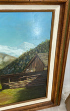 Load image into Gallery viewer, Mountain House Scene Oil on canvas Matted &amp; Framed
