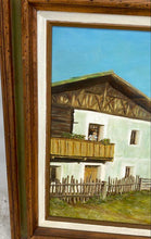 Load image into Gallery viewer, Mountain House Scene Oil on canvas Matted &amp; Framed
