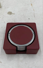 Load image into Gallery viewer, Four (4) Steel And Leather Coasters And Case
